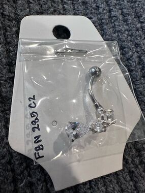 Silver Crystal Teardrop Belly Ring
